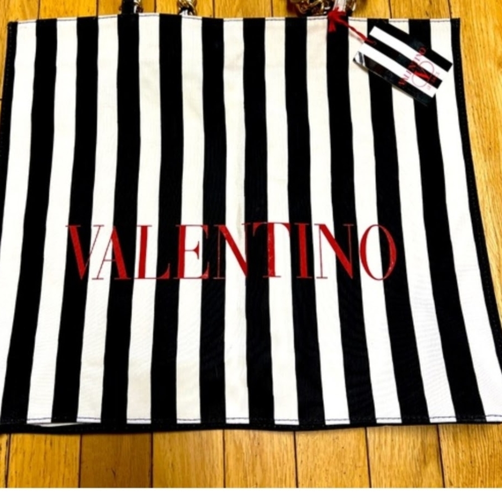 Valentino Garavani Black and White Striped Shoulder Bag - Picture 2 of 3